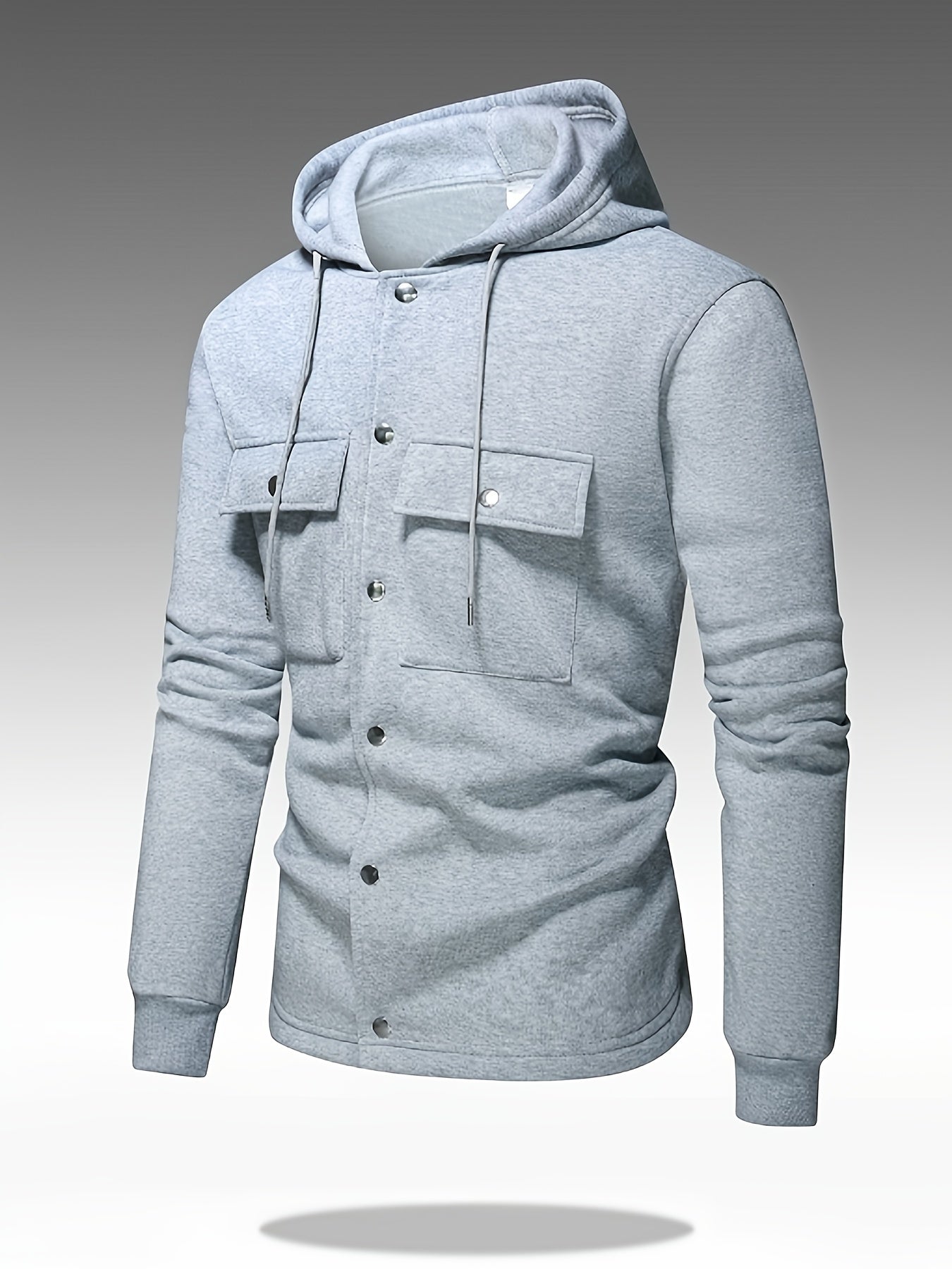 Men's Heavy-Duty Hooded Sweatshirt with Full-Zip Front & Utility Pockets - Olive Green Tactical-Style Outdoor Jacket, Long Sleeve Casual Pullover for Hiking, Camping, Casual Attire - Spring/Fall Layering Essential (Regular Fi