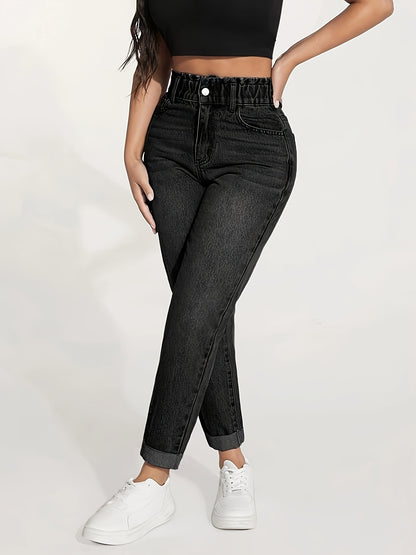 Կանացի Slim-Fit ձգվող ջինսե ջինսեր՝ առաձգական գոտկատեղով - հետույքի բարձրացում, հարմարավետ տեղավորում, լվացվող մեքենայում
