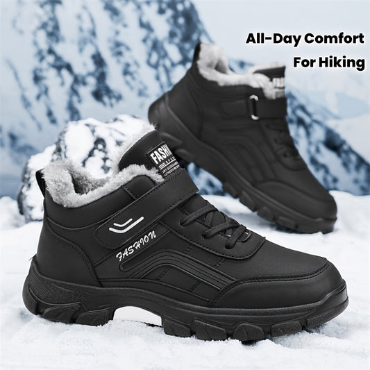 Men'S Winter Hiking Boots - Low-Top Lace-Up Outdoor Shoes with Non-Slip PVC Sole, Grey/Black colorway - Synthetic /Fabric Upper for Snow, Ice, and Trail Adventures - All-Day Comfort for Cold Weather Conditions - Ideal for Hik