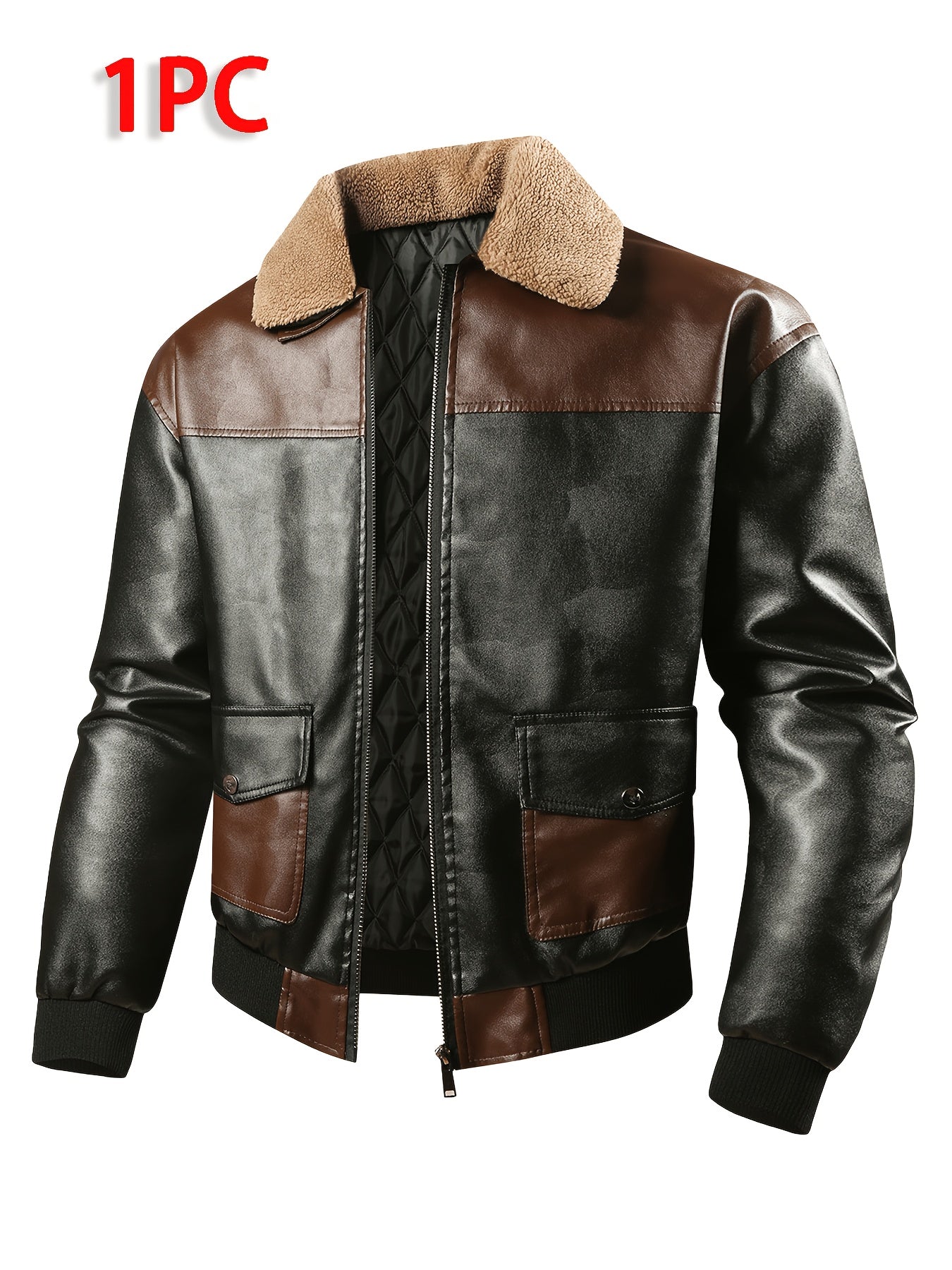 Men's Windproof PU Bomber Jacket, Vintage Style for Autumn/Winter