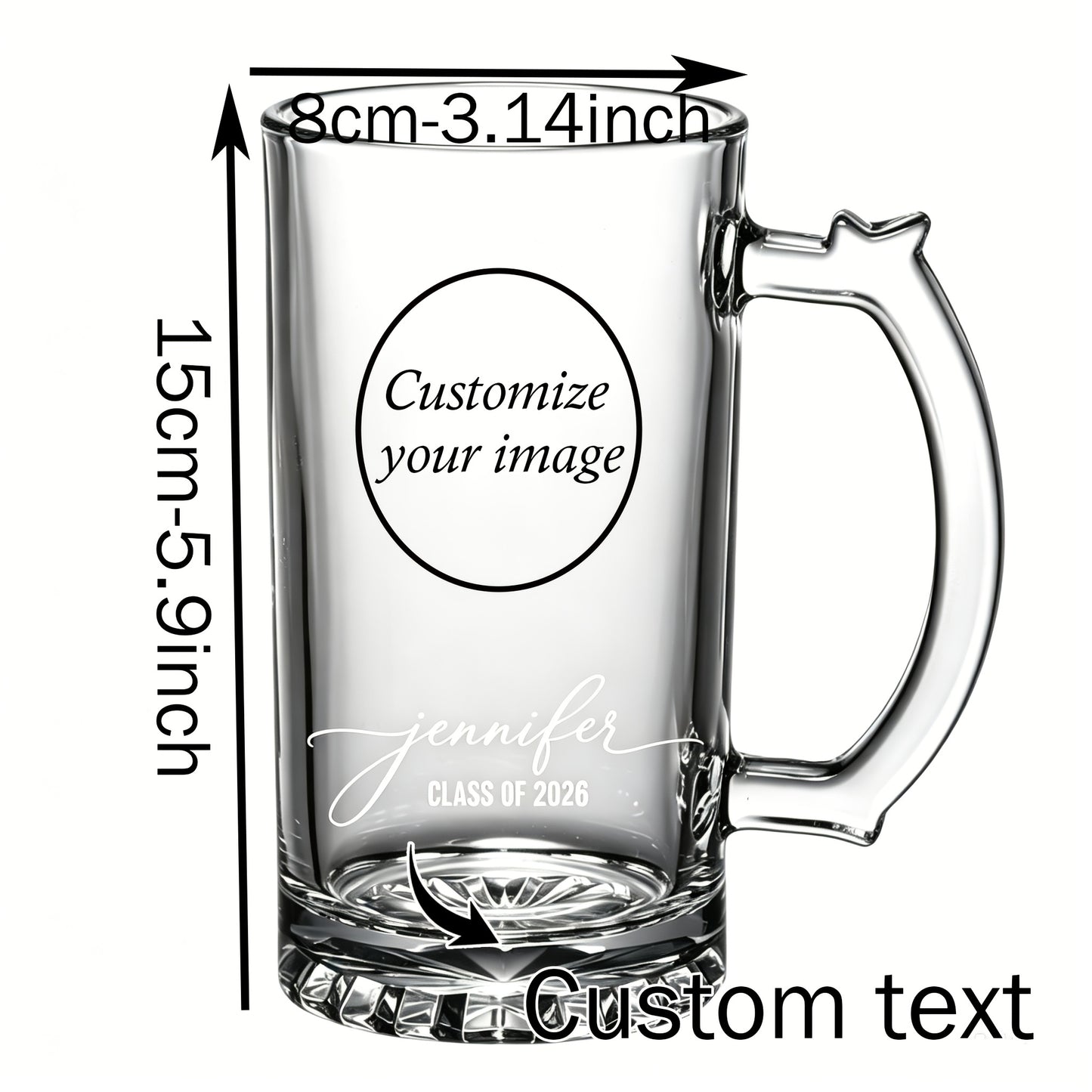 Custom Large-Capacity Beer Mug with Personalized Image & Text
