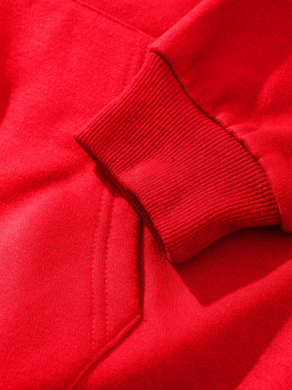 Men's 2025 New Year Print Hooded Sweatshirt - Kanji-Inspired "Goodbye 2025 2026" Pullover, Winter Warm Casual Sweater with Green/Red Toggle Switch Design, Machine Washable Red Hoodie for Christmas & NYE Parties