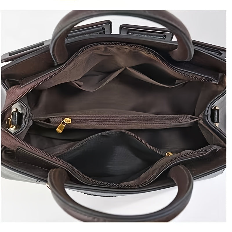 Women’s 3-Piece Faux Leather Handbag Set with Adjustable Strap