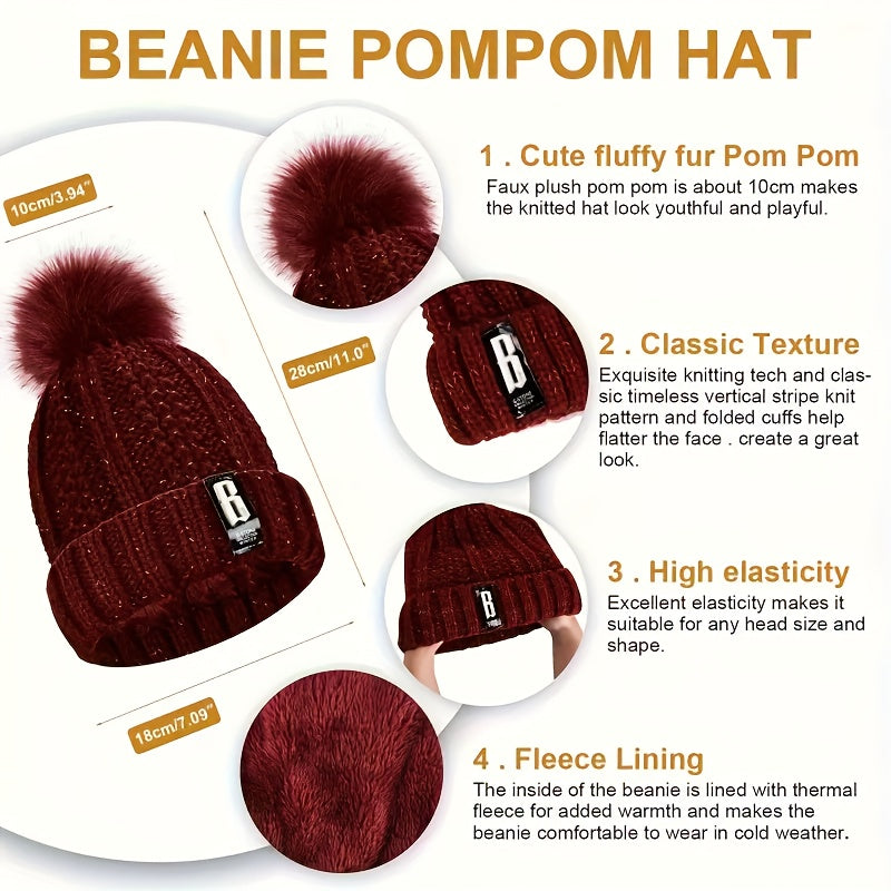 7pcs Winter Thermal Set - Heavy-Duty Cold Weather Outfit with Hat, Gloves, Plush Earmuffs, Thermal Socks - Full Set for Skiing, Snowboarding, Ice Skating, Winter Hiking - Burgundy/Black/White Color Options - Ideal Christmas G