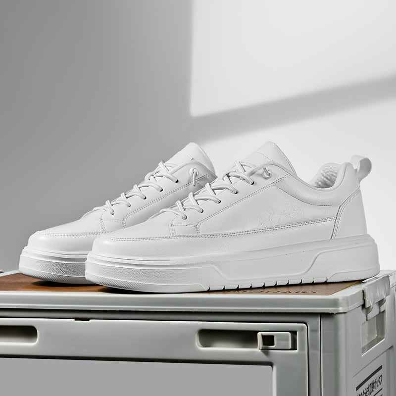 Men's Shoes, Business Casual Low-Top Sneakers for Men - Solid Color Versatile Casual Thick-Soled Lace-Up Shoes, Daily Fashion Simple Trendy Men's Shoes
