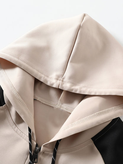 Men's Hooded Color-Block Jacket for Fall and Winter