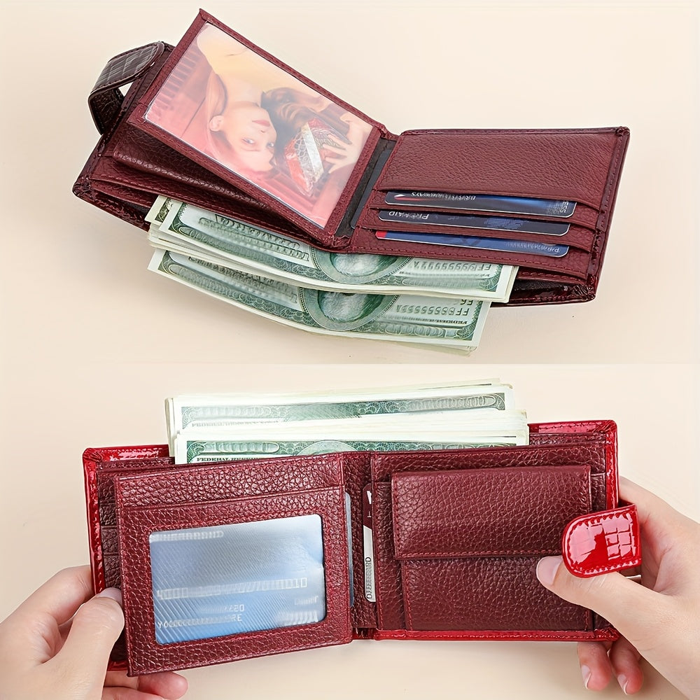 NIUCUNZH Full-Feature Genuine Leather Wallet Compatible for Men & Women - Top-Grain Cowhide with Magnetic Closure, Multi-Card, Photo & Coin Pocket, Passport Holder - Elegant Crocodile-Embossed Design, Valentine's/Mother's/Tha - ayq