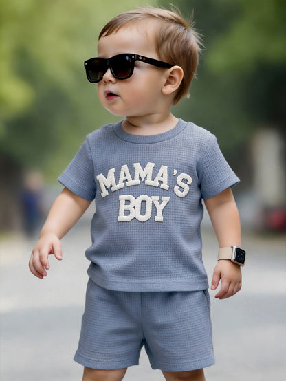 Boys' Casual Summer 2-Piece Pullover Set with Alphabet Print