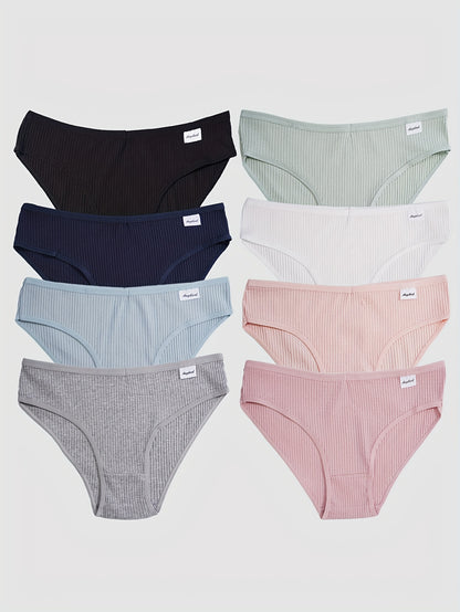 Set of 8 Women's Cotton Briefs with Comfortable Fit