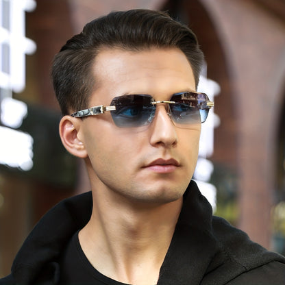 Men's Lightweight Metal Rimless Square Eyeglass Frames