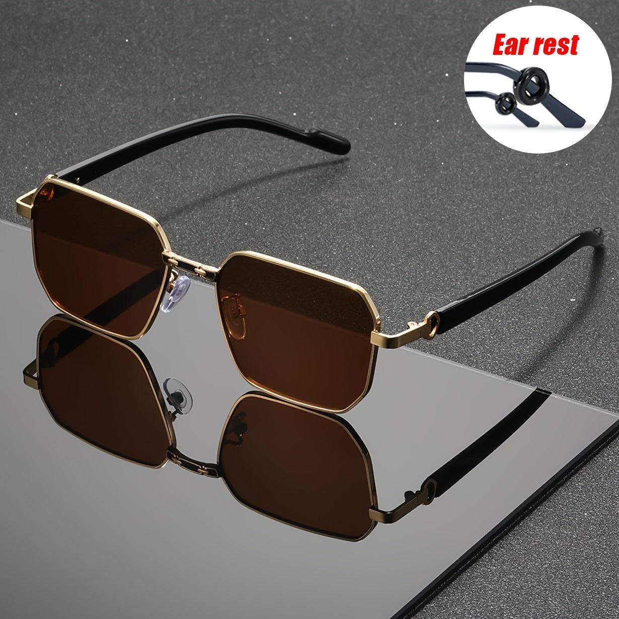 Unisex Black Polygonal Sunglasses with UV400 Protection