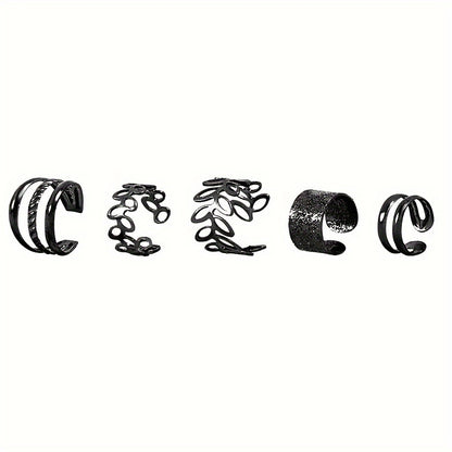 Wholesale Set Of 5 Women's Ear Clips, Simple And Stylish C-shaped Non-piercing Ear Cuffs For Middle Eastern Market