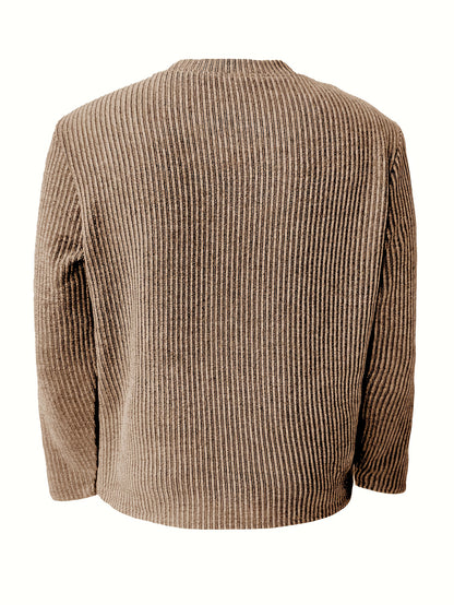 Men'S Casual Long Sleeve Crew Neck Knit Polyester Tops for Spring/Fall, Outdoor, Daily Wear, Weekend, Festival, Valentine'S Day, Independence Day, Birthday, Father'S Day, New Year's, Vacation