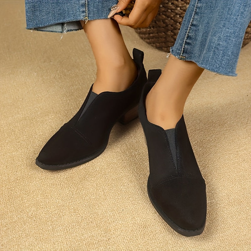 Women'S Pointed-Toe Ankle Boots - Comfortable Slip-On Style with Rubber Sole and Fabric Lining, Perfect for Casual Wear and Walking, Everyday Comfort | Fashionable Comfort | Fabric Upper Boots