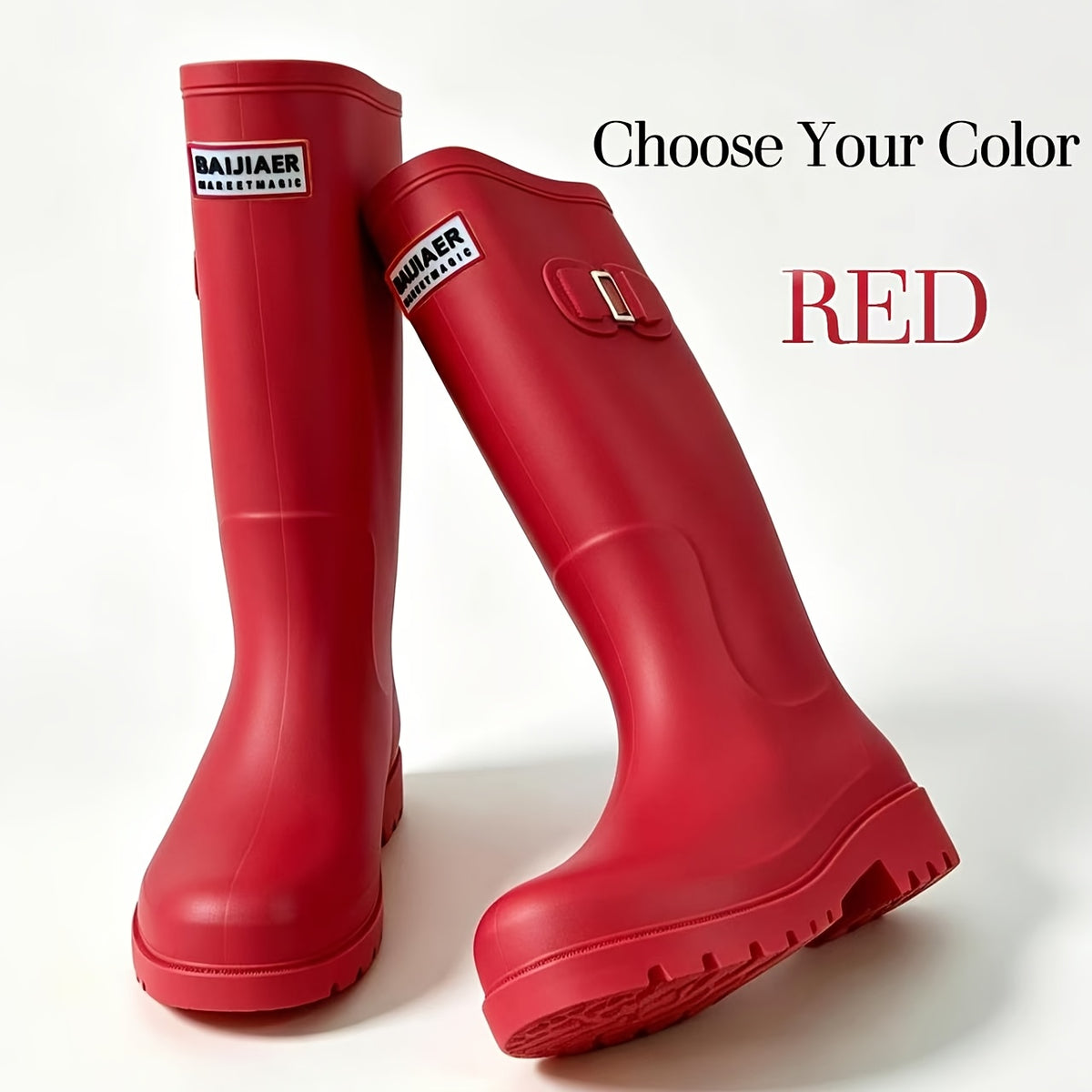 Unisex High-Top Rubber Rain Boots Lightweight Slip-Resistant