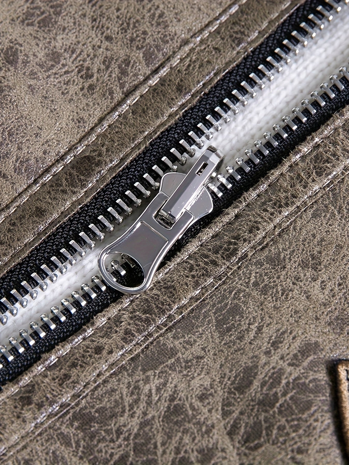 Men'S Faux Fur Lined Biker Jacket, Casual Long Sleeve Applique Air Force Style, Polyester 100% Knit Fabric, Solid Color Lapel Collar, Zipper Closure, Regular Fit for Daily & Golf Occasions - Fall/Winter Collection