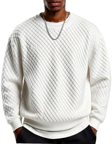 Men's Lightweight Crewneck Sweatshirt with Geometric Texture