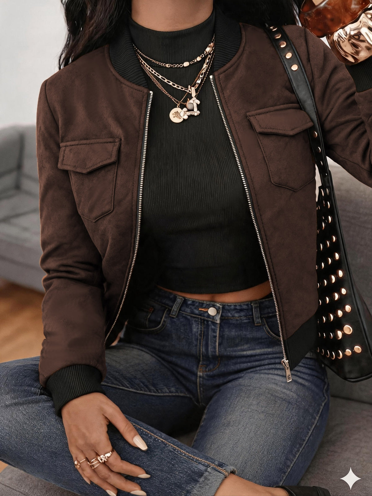 Women’s Casual Long-Sleeve Stand Collar Jacket