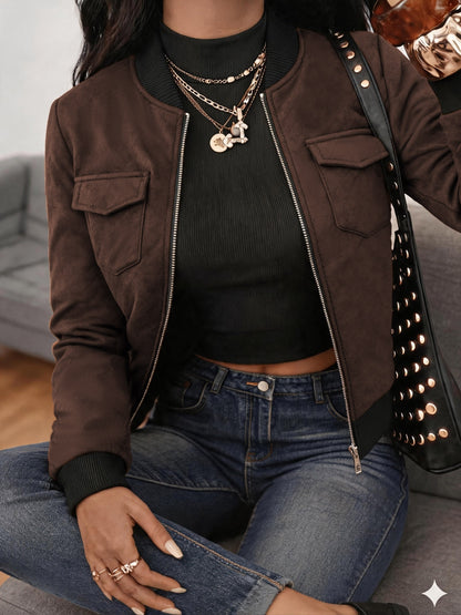 Women’s Casual Long-Sleeve Stand Collar Jacket