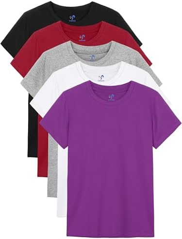 5-Pack Girls Cotton Short Sleeve T-Shirts Comfortable Fit