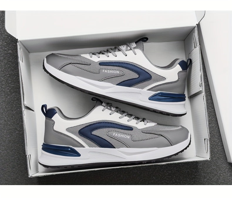 Men'S Plus Size Fashion Sneakers - Breathable Mesh Lace-Up Casual Shoes with Thick PVC Sole, Low-Top Design for All Seasons, Spring/Summer/Fall, Versatile Streetwear, Allseason Shoes | Minimalist Sneakers | Durable PVC Sol - ayq