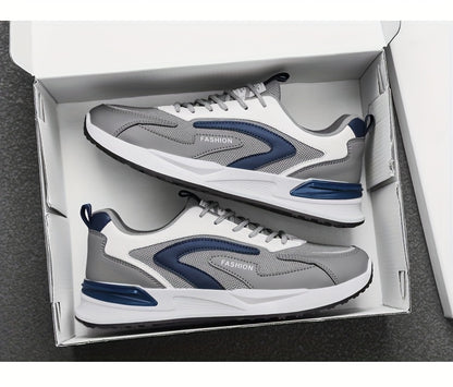 Men'S Plus Size Fashion Sneakers - Breathable Mesh Lace-Up Casual Shoes with Thick PVC Sole, Low-Top Design for All Seasons, Spring/Summer/Fall, Versatile Streetwear, Allseason Shoes | Minimalist Sneakers | Durable PVC Sol - ayq