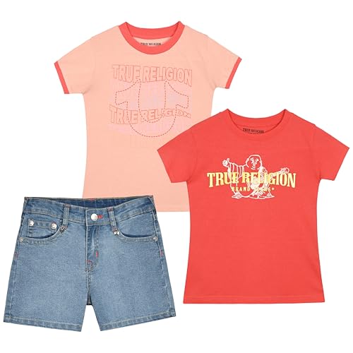 Girls Denim Shorts and Graphic Tee Set for Summer