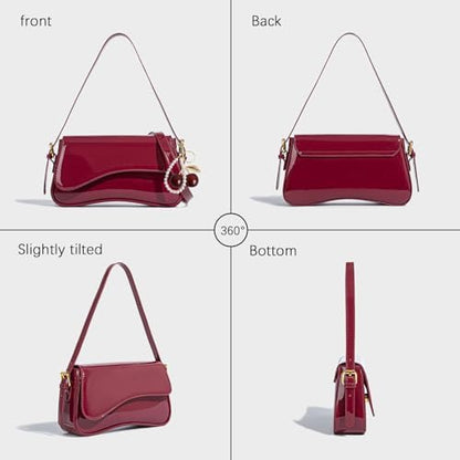Y2K Faux Leather Crossbody Purse with Cherry Pendant