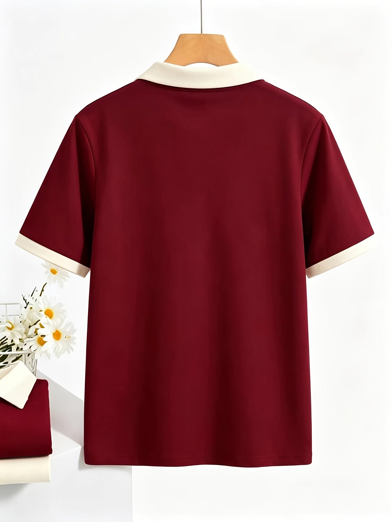 Women's Casual Polo Shirt in Solid Colors for Spring and Summer - ayq