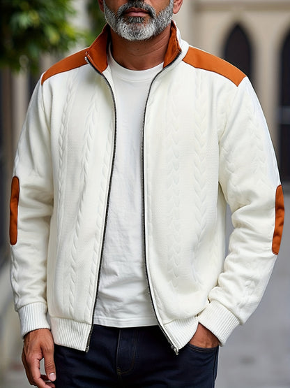 Men'S Light Blue Quilted Zip-Up Jacket - Casual Fall/Winter Outerwear with Stand Collar, Long Sleeves, and Front Pockets, Perfect for Casual Attire, Autumn Winter Apparel | Quilted Texture Jacket | Zippered Jacket