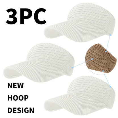 3-Pack Breathable Knit Beanies with Wave Pattern for All-Season Wear