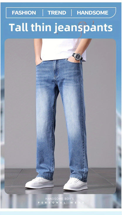 Men'S Stretchy Long Pants, Stylish And Versatile, Slim Fit, Breathable, Trendy Denim Trousers for Spring And Summer.