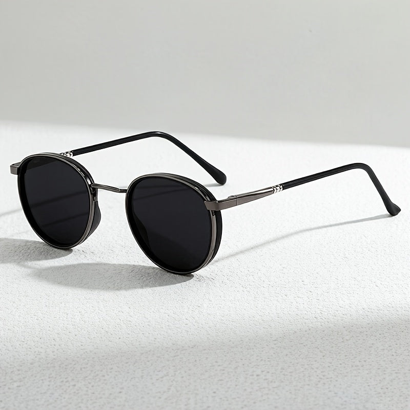 Unisex Polarized Round Sunglasses with Stainless Steel Frame