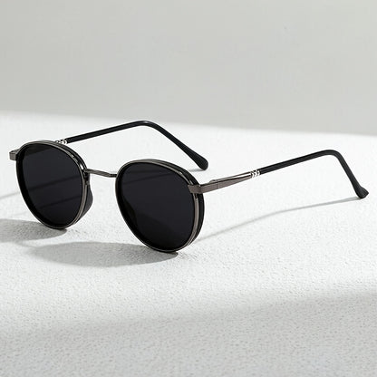 Unisex Polarized Round Sunglasses with Stainless Steel Frame