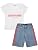 Girls Denim Shorts and Graphic Tee Set for Summer