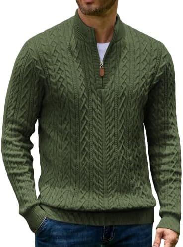 Men’s Quarter Zip Cable Knit Pullover Sweater
