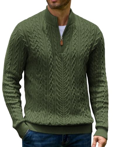 Men’s Quarter Zip Cable Knit Pullover Sweater