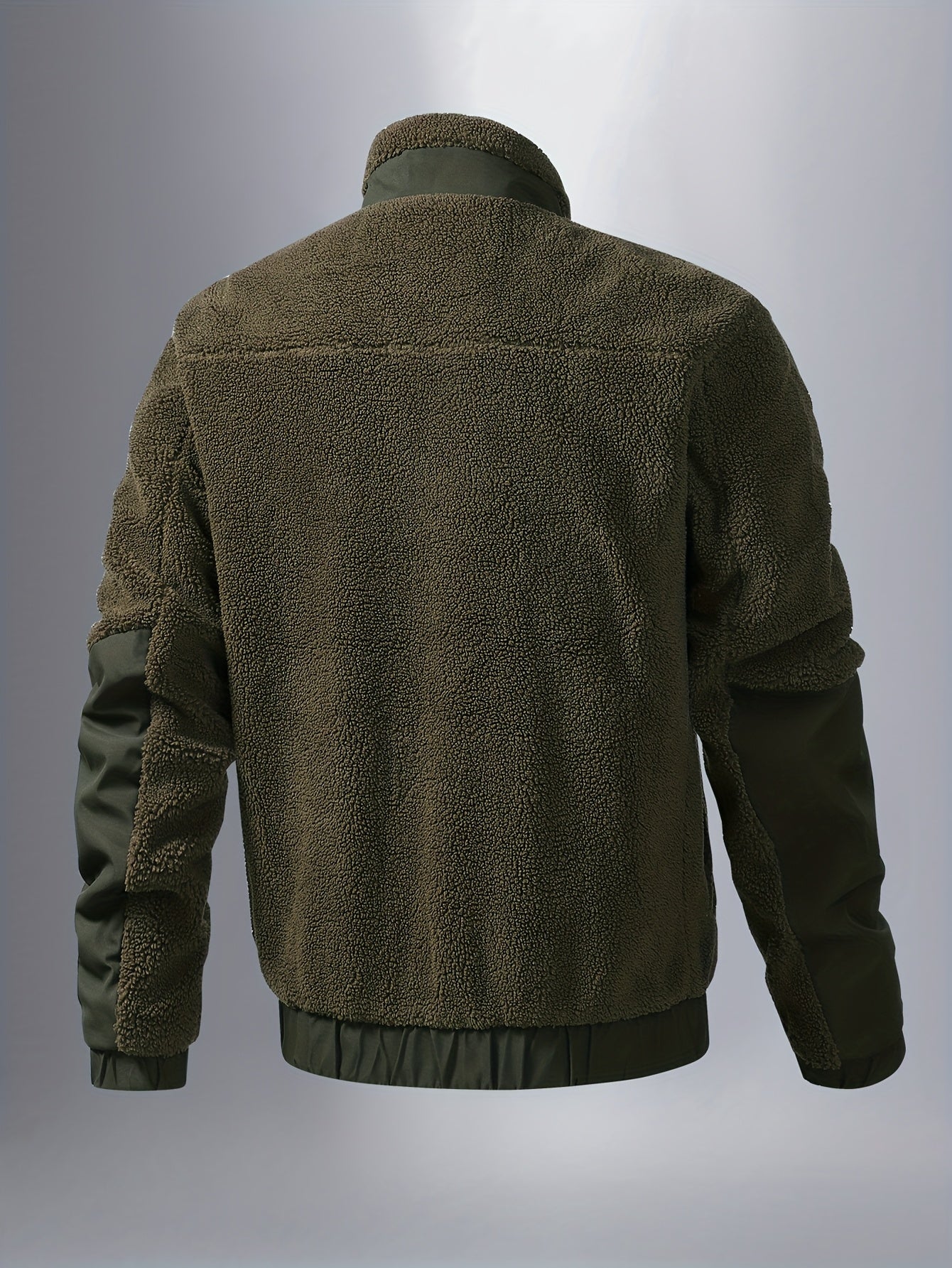 Men'S Heavyweight Fleece Jacket - Thermal Winter Coat with Stand Collar, Zipper Closure, Front Pockets - Brown/ - Cold Weather Outerwear for Everyday & Formal, Winter Jacket, Casual Outerwear, Durable Polyester, Seasonal Fash