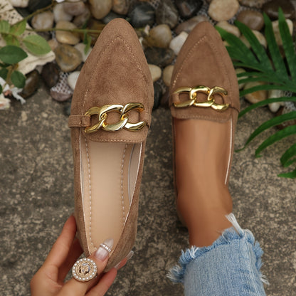 Women's Pointed Toe Slip-On Penny Loafers - Lightweight Fabric Flats