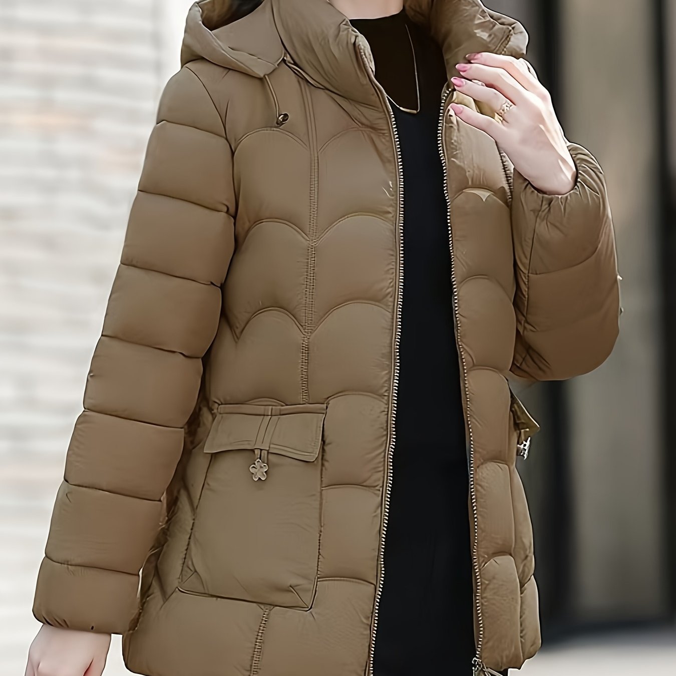 Women'S Elegant Winter Coat - Lightweight Thermal Jacket with Full-Zip Front, Long Sleeve Cold Weather Outerwear for Everyday & Formal Events - All-Season, Machine Washable Women'S Clothing, Ladies Winter Coats, Geometric Pat
