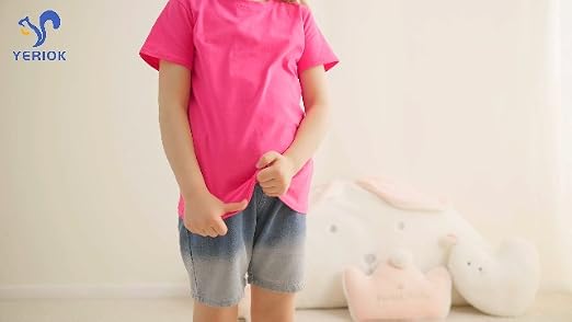 5-Pack Girls Cotton Short Sleeve T-Shirts Comfortable Fit