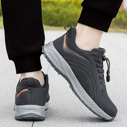 Men's Solid Striped Breathable Sneakers Low Top With Adjustable Buckle Non Slip Comfy For Jogging Hiking Outdoor Activities All Seasons
