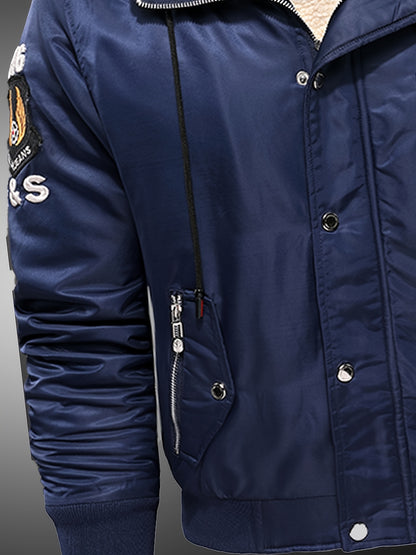 Men's Heavyweight Arctic Winter Jacket - -210gsm Windproof Coat with Full-Zip Closure, Hooded Insulated Outerwear - Machine Washable Cold Weather Jacket for Skiing, Snowboarding, Camping - Navy Blue, Winter Accessories, Skiin