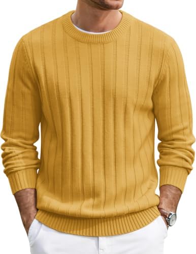 Men's Ribbed Crewneck Pullover Sweater Soft Warm Knit