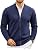 Men's Full Zip Mock Neck Cardigan Sweater with Pattern