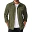 Men's Long Sleeve Button-Up Shirt Jacket with Flap Pockets