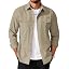 Men's Long Sleeve Button-Up Shirt Jacket with Flap Pockets