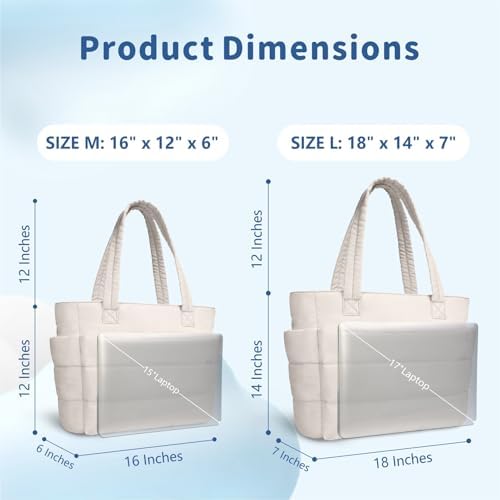 Lightweight Quilted Puffer Tote Bag for Women, Travel & Work