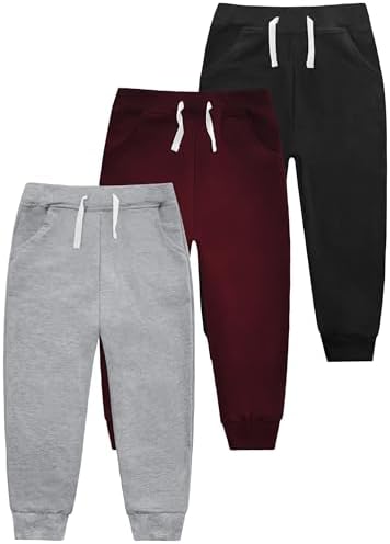 Boys' Cotton Jogger Sweatpants 3-Pack with Pockets