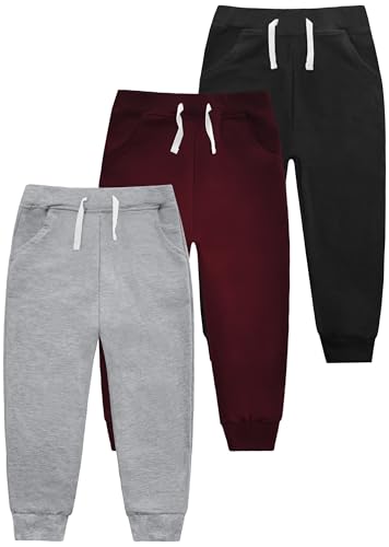 Boys' Cotton Jogger Sweatpants 3-Pack with Pockets